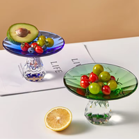 Corbeille à fruits en cristal K9 taillé, bleu dégradé, plateau de service en verre à facettes, décoration de table pour la maison, mariage, hôtel, centre de table, cadeau