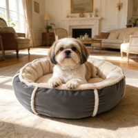 Coussin rond rembourré en forme de donut pour chien et chat, doux, antidérapant, avec logo personnalisé, pour l'hiver, vente en gros, accessoires pour canapé-lit pour animaux de compagnie