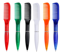 Stylo à bille en forme de peigne torsadé en plastique avec logo pour soins capillaires, perruque et toupet Promotion Brosse Stylos à bille pour enfants Cadeau pour enfants