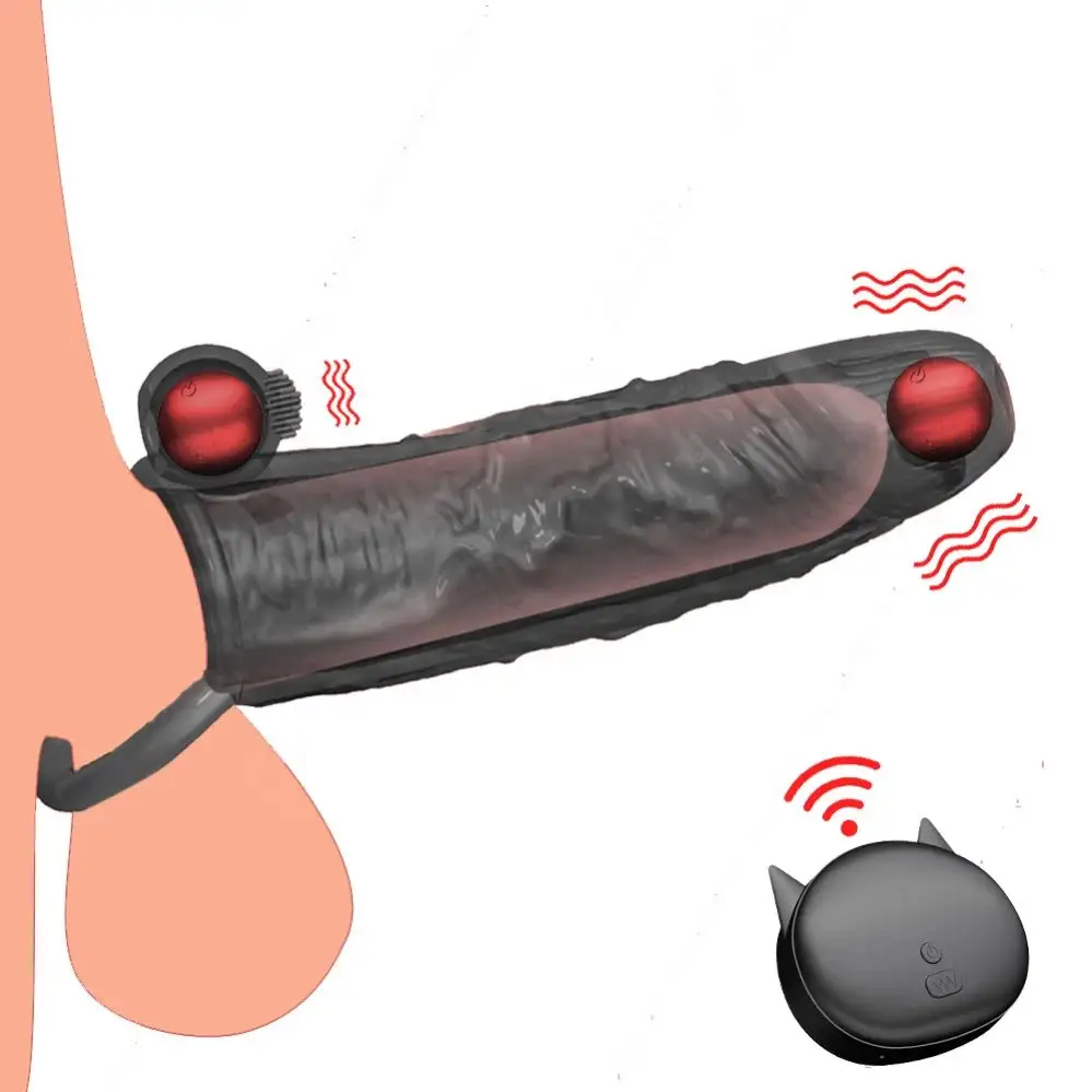 Sex Toys for Couples Adult Sex Toys Penis Vibrating Condoms Enlargement Men Reusable Dick Condom Vibrator Penis Sleeve
