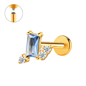 Boucles d'oreilles clous en acier chirurgical pour femme, motif couronne florale bleue, pour <span class=keywords><strong>piercing</strong></span> au tragus et cartilage, ensembles de bijoux - Product Image 6