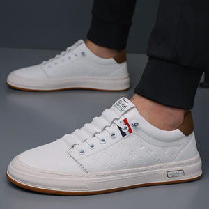 Chaussures décontractées blanches pour hommes, tendance, à bout rond, respirantes, semelle en caoutchouc, baskets mode été - Product Image 2