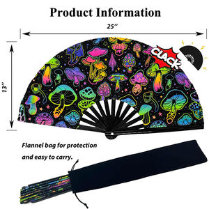 Abanico de Mano de Bambú Personalizado de 13 Pulgadas (33 cm) con Impresión de Kung Fu, Plegable, Fluorescente, Colorido, con Sonido, para Festivales - Product Image 2