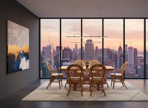 Ensemble de salle à manger moderne en rotin Java, table et chaises élégantes et confortables, meubles artisanaux élégants, décoration pour restaurant, café, hôtel, maison - Product Image 6