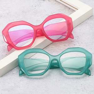 Vente en gros de lunettes de mode pour femmes, montures de lunettes de couleur bonbon, grandes montures, lunettes surdimensionnées, lunettes anti-lumière bleue - Product Image 2