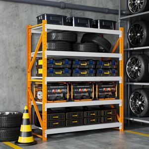 رفوف تخزين صناعية طويلة تمتد على البارد من الصلب المدلفن على البارد ، رف تخزين في المستودعات مع أرفف معدنية بلا بولليس للجراج - Product Image 6