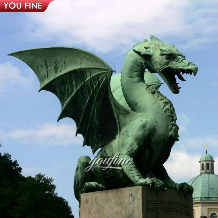 Estatua grande decorativa de Metal para exteriores, escultura de dragón, dinosaurio de bronce, monstruo