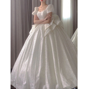 Guangzhou Auyan 2024 nouvelle <span class=keywords><strong>mariée</strong></span> fil principal traînant Sen femmes enceintes rétro Simple Ld <span class=keywords><strong>robe</strong></span> <span class=keywords><strong>de</strong></span> <span class=keywords><strong>mariée</strong></span> blanche pour mariage formel - Product Image 1