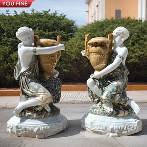 Dame extérieure en marbre de grande taille avec vase <span class=keywords><strong>Pot</strong></span> de fleurs - Product Image 3