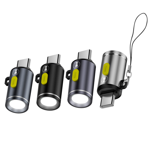 Compact Flashlight 25mm USB-C Mini LED Flashlight Rechargeable Plug-and-Play Battery-Free with USB-C Connector