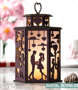 ของขวัญคริสต์มาสทำด้วยมือทำจากไม้แบบ2025โคมไฟตัดด้วยเลเซอร์สี่เหลี่ยมผืนผ้าสำหรับตกแต่งโรงงานขายส่ง - Product Image 3