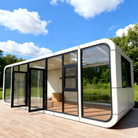 Maison conteneur modulaire de luxe en forme de capsule spatiale, hôtel moderne extérieur, B&B, point touristique, cabane Apple amovible, solution complète sur site
