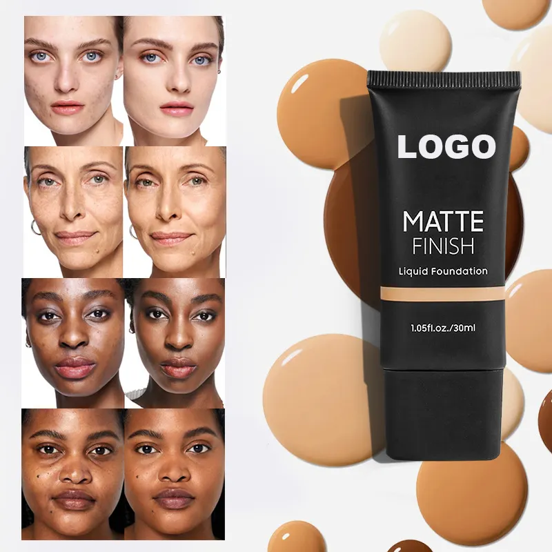 Concealer wajah Anti keringat Matte, Concealer Wajah organik alami putih 24 jam kualitas tinggi dengan Label pribadi