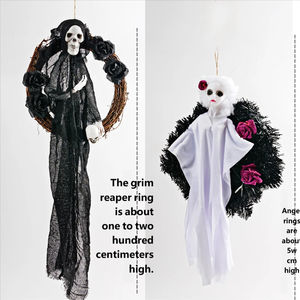 Guirlande de porte fantôme blanche pour Halloween, décoration effrayante pour fête, accessoires de décoration pour maison hantée - Product Image 4