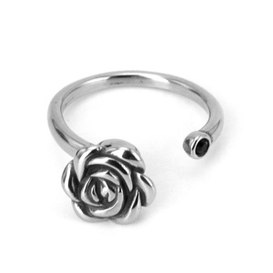 Anillos Antiestrés de Acero Inoxidable 316L con Forma de Rosa, Ajustables, con Acentos de Piedras Preciosas, Joyería de Moda para Hombres y Mujeres, Uso Diario - Product Image 2