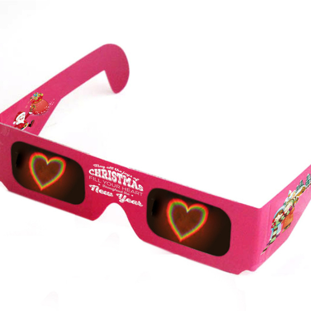 Factory Supply Paper Cardboard 3d Fireworks Custom Printed Party Light Show Rainbow Heart Diffraction Unisex Sunglasses