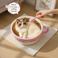 Fabricante divertido taza de café forma gato cama lavable camas para mascotas para cachorro y gatito al por mayor