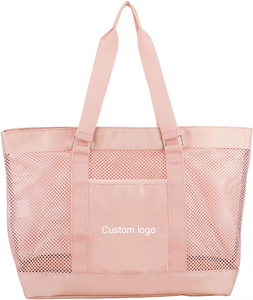 Оптовая продажа, нейлоновая пляжная сумка с логотипом под заказ, прочная семейная дорожная сумка с песком большой вместимости, женская летняя пляжная сумка с надписью - Product Image 1