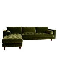 Canapé d'angle en tissu microfibre rétro de luxe avec rembourrage en éponge pour salon, appartement et hôtel