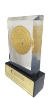 Trophées en métal de récompenses de cristal de forme personnalisée de haute qualité plaque de médaille gravée pour le trophée de récompense de cristal des EAU conception personnalisée