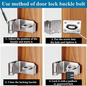 Thép không gỉ ổ khóa Clasp cổng <span class=keywords><strong>Hasp</strong></span> <span class=keywords><strong>STAPLE</strong></span> cửa 90 độ chốt khóa đổ chốt hộ gia đình chống trộm bằng chứng phần cứng - Product Image 4