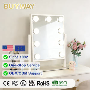 9 Bulbs LED <strong>Lighted</strong> Miroir Coiffeuse Portable Kosmetilk Spiegel Geote 3-Color Dimming Free 5X Magnifier MDF Vanity Makeup <strong>Mirror</strong> - Product Image 1