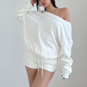 Conjunto de Camiseta de Verano para Mujer, Manga Corta, Mezcla de Poliéster/Algodón, Diseño Sexy con Parches, Mangas Caídas, Transpirable - Product Image 1