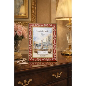 Beltrami Photo <b>Frame</b> 4x6 Inch Silver Plated Red Gold Enamel Finish - Product Image 2
