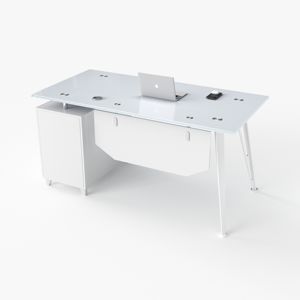 Mesa de conferencia grande, mueble de oficina de vidrio templado para sala de reuniones - Product Image 1