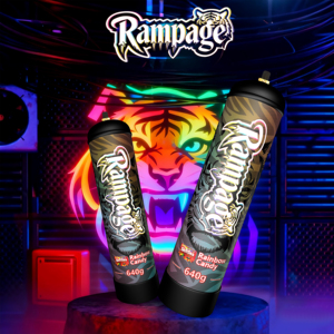 Sifón de Crema de Aluminio Rampage 640g, Diseño Arcoíris Candy Tiger, Cilindro Metálico, Herramienta para Bebidas - Product Image 1
