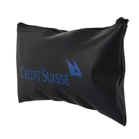 Logo personnalisé 14x28cm Noir PU Cuir Banque Pochettes à fermeture éclair pour Coin Cash Sacs
