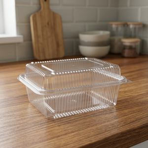 Caja de Plástico PET Reciclado de Grado Alimenticio Transparente con Bisagras, Capacidad de 2000 ML / 67 OZ, Ecológica, para Contenedores de Panadería y Sándwiches - Product Image 2