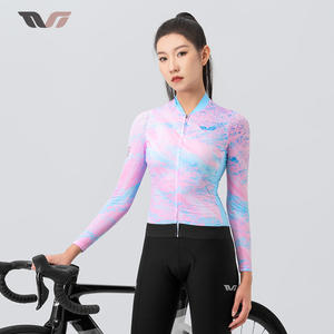 रॉकब्रोस कस्टम थोक गुलाबी रंग की महिला जर्सी लंबे आस्तीन साइकिल चलाना कपड़े - Product Image 5