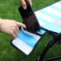 Chaise de camping d'extérieur respirante en acier, cadre en acier à parois épaisses, porte-gobelet, fente pour téléphone, portable, pour le loisir