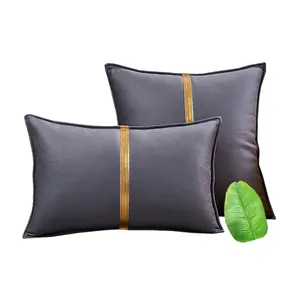 Capa para almofada de couro, macia e amigável, de luxo, simples, faixa brilhante, com almofada de decoração de casa
