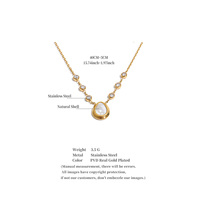 Collier JINYOU 8111 élégant en acier inoxydable plaqué or PVD, pendentif en forme de perle en zircone cubique