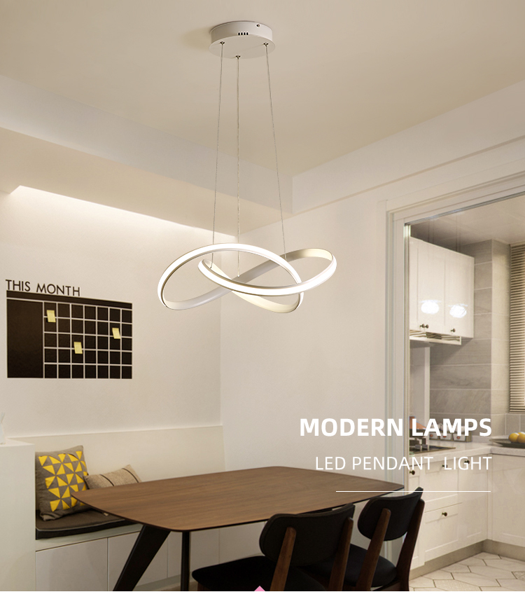 Simple Design Matt Black Fancy Loft Living Room Home Decoration Aluminum Led Pendant Lamp
