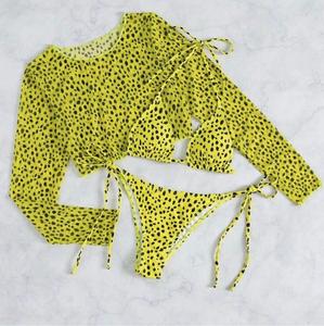 Bikini Sexy da donna 3 pezzi costume da bagno a maniche lunghe costumi da bagno Bikini Bikini - Product Image 4