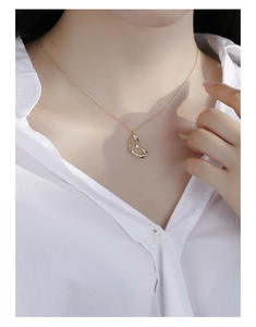 925 plata esterlina Irregular <span class=keywords><strong>desigual</strong></span> ahuecado amor corazón colgante chapado en oro collares mujeres Día de San Valentín presente - Product Image 5