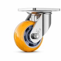 Roue pivotante en polyuréthane de 4, 5, 6, 8 pouces, charge 260 kg, plaque supérieure 115x100 mm, largeur de roue 50 mm, avec frein de pied, pivotante ou fixe