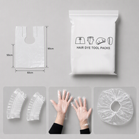 Kit d'outils jetables et durables pour la coloration et la permanente des cheveux, 4 pièces en emballage individuel : Cape de coloration, Gants, Protège-oreilles, Bonnet de douche
