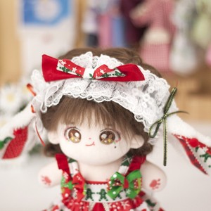 Robe de Noël pour poupée de 20 cm avec nœud rouge et vert et motif de fête, tenue en tissu de style occidental pour vêtements de poupée - Product Image 2