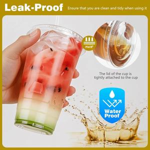 Gobelets en plastique transparent de 24 oz, avec couvercles, 1000 ensembles de gobelets jetables, étanches et adaptés aux aliments, pour boissons froides et café glacé - Product Image 3