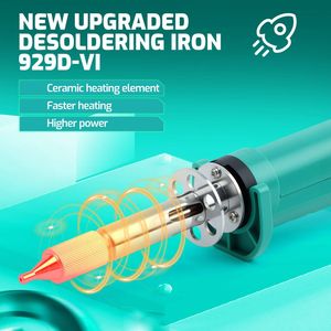 หัวแร้งดูดตะกั่วไฟฟ้า 180W ปืนดูดตะกั่ว THT PTH เครื่องมือถอดแผงวงจร PCB รุ่น 929D-VI W251 - Product Image 3