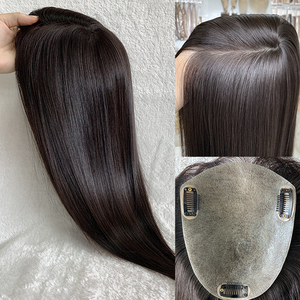 Miễn Phí Phần Nga Trinh Nữ Nhân Tóc Thẳng Màu Nâu Đen Mềm Silicon Mỏng Cơ Sở Da PU <span class=keywords><strong>Topper</strong></span> Tóc Cho Phụ Nữ - Product Image 5