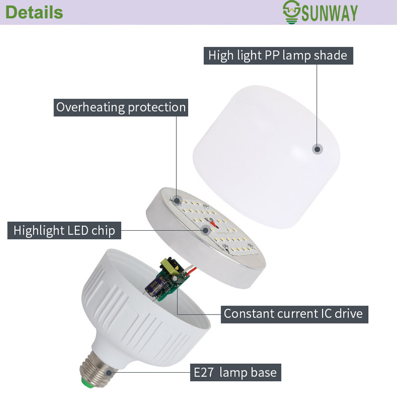 China led bulb factory manufacturer High Power 10000k E27 B22 E40 12V 24V 10w 20w 30w 40w 50w 60w T led bulb