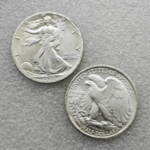 Monete commemorative da mezzo dollaro degli Stati Uniti Walking Liberty del 1918-P, S, D, regali, decorazioni per la casa - Product Image 5