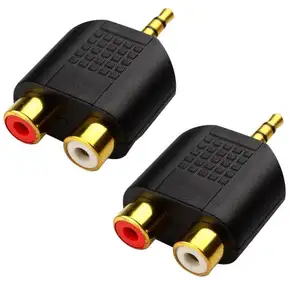 Gold Plated 3.5mm Stereo To 2-RCA Male To Female Adapter