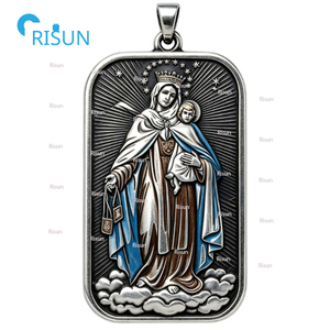 Medalla Personalizada <span class=keywords><strong>de</strong></span> la Virgen del Carmen, Centro <span class=keywords><strong>de</strong></span> Rosario Católico Religioso, Colgante, Collar, Medallón, Amuleto <span class=keywords><strong>de</strong></span> la Santa Virgen del Carmen - Product Image 2