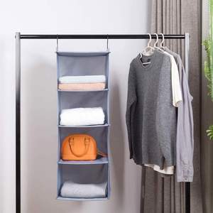 Hanging Closet Organizer and Storage 4-<b>Shelf</b>, Foldable Hanging Wardrobe Storage <b>Shelves</b>,Washable Oxford Cloth Fabric - Product Image 5